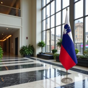 drapeau Slovenie avec socle