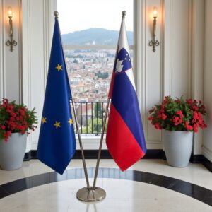 drapeau Slovenie avec socle