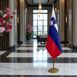 drapeau Slovenie avec hampe