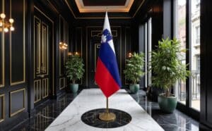 drapeau Slovenie avec hampe