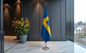 drapeau Suède avec socle