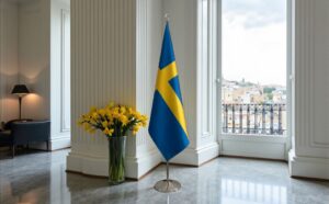 drapeau Suède avec socle