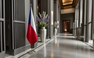 drapeau Tchequie avec pied