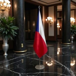 drapeau Tchequie avec pied