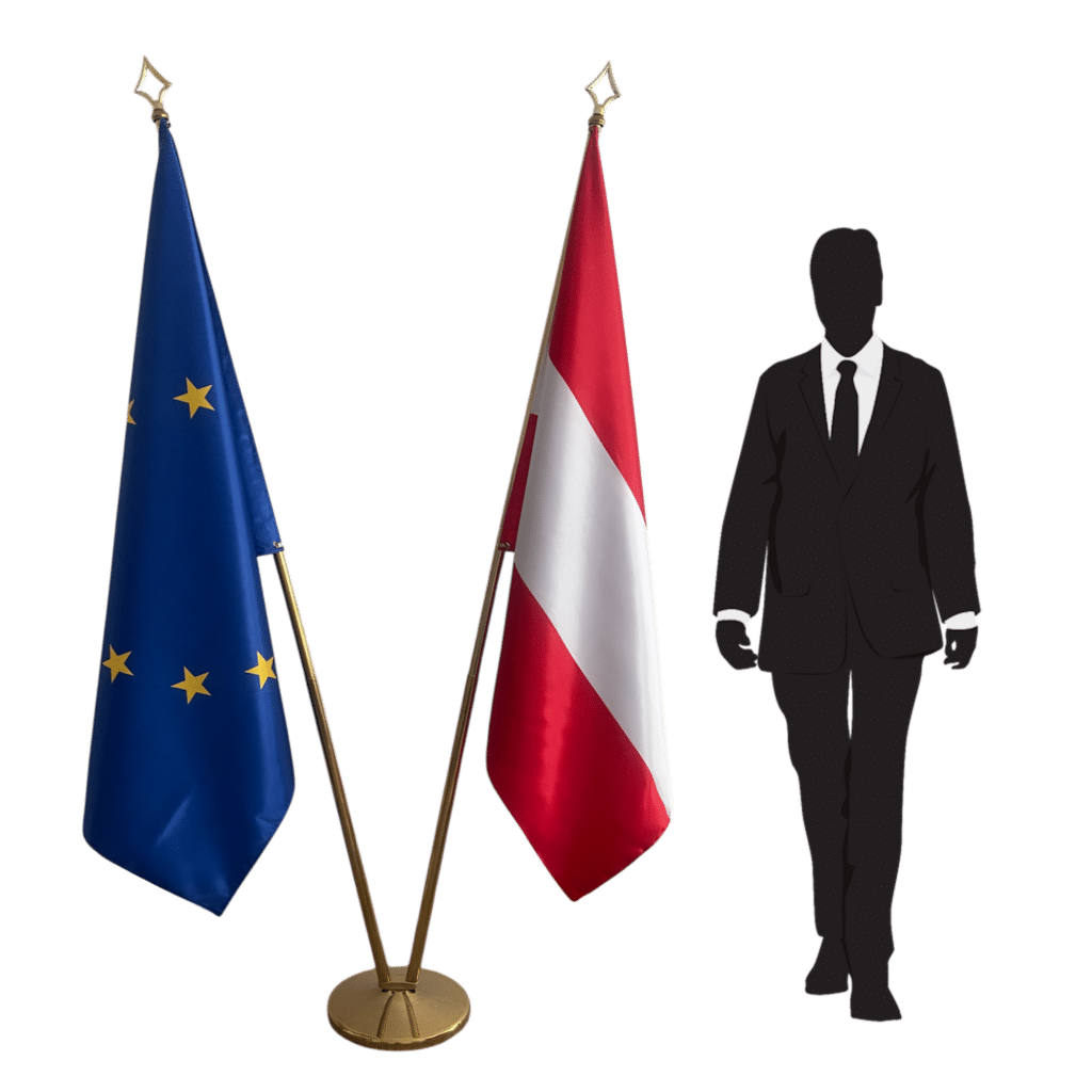 Oostenrijkse vlag op standaard