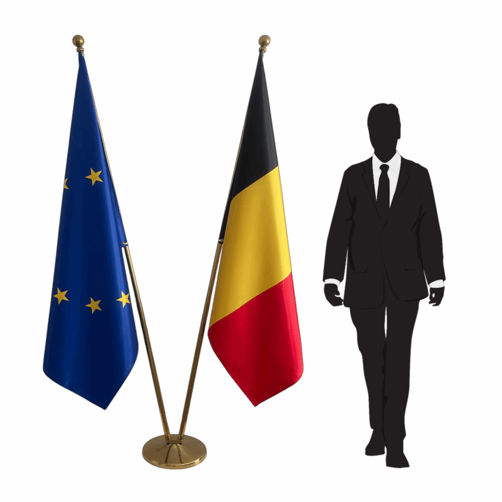 Belgische vlag op standaard