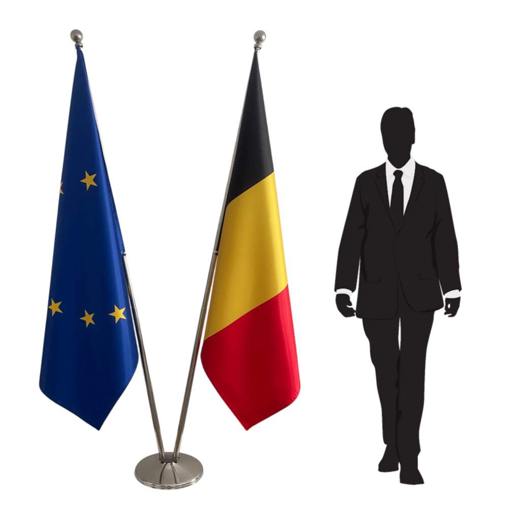 Belgische vlag op standaard