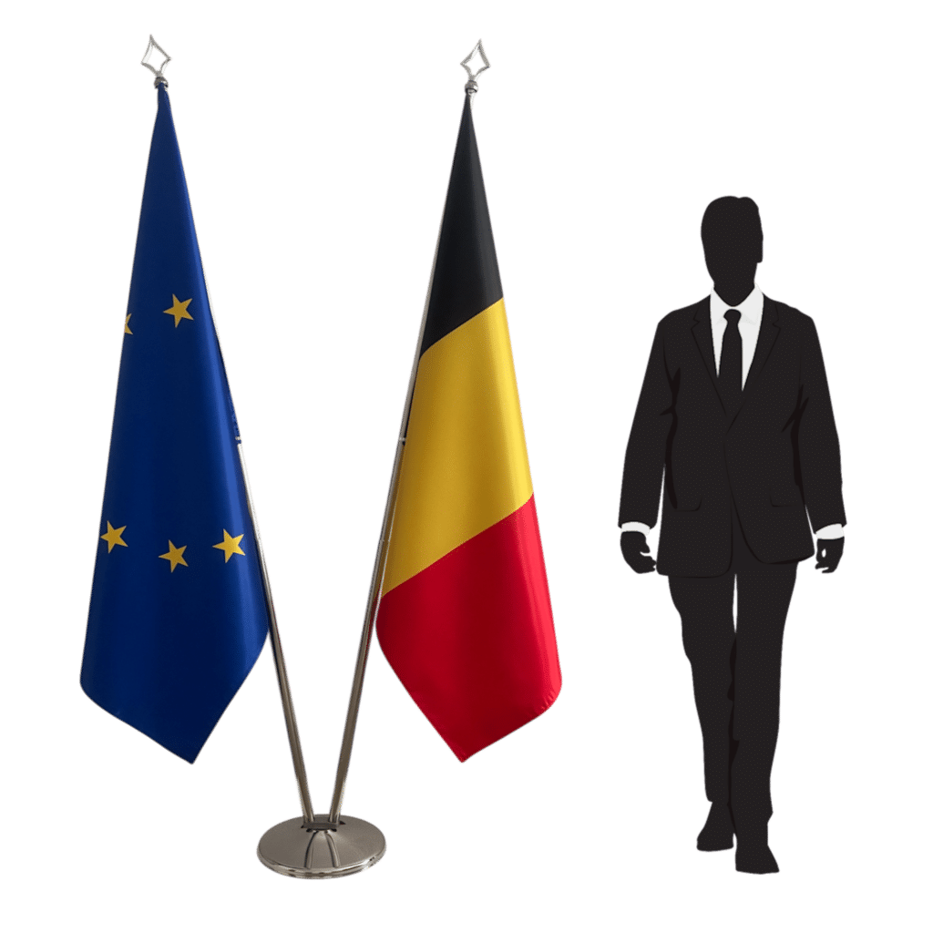 Belgische vlag op standaard