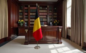 drapeau belge sur hampe