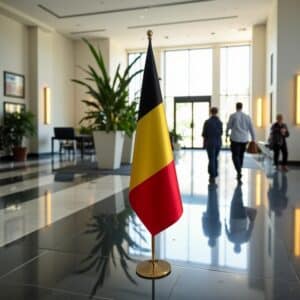 Drapeau de la Belgique avec pied