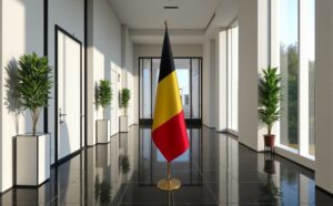 Drapeau de la Belgique avec pied