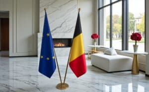 drapeau belge avec mat