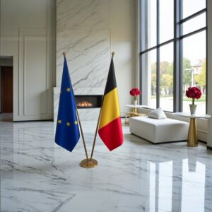 drapeau belge avec mat