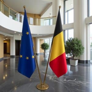 drapeau belge avec mat