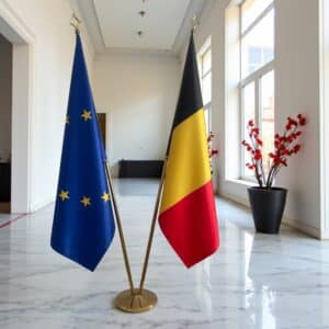 drapeau belge sur socle