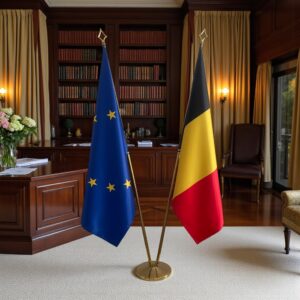 drapeau belge sur socle