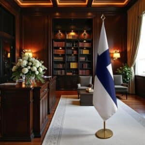 drapeau Finlande avec pied