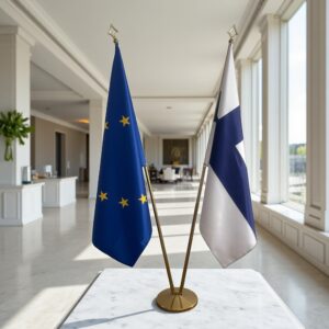 drapeau Finlande avec pied