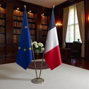 drapeau france avec pied