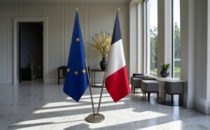 drapeau france avec pied