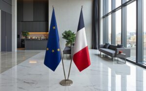 drapeau france avec pied