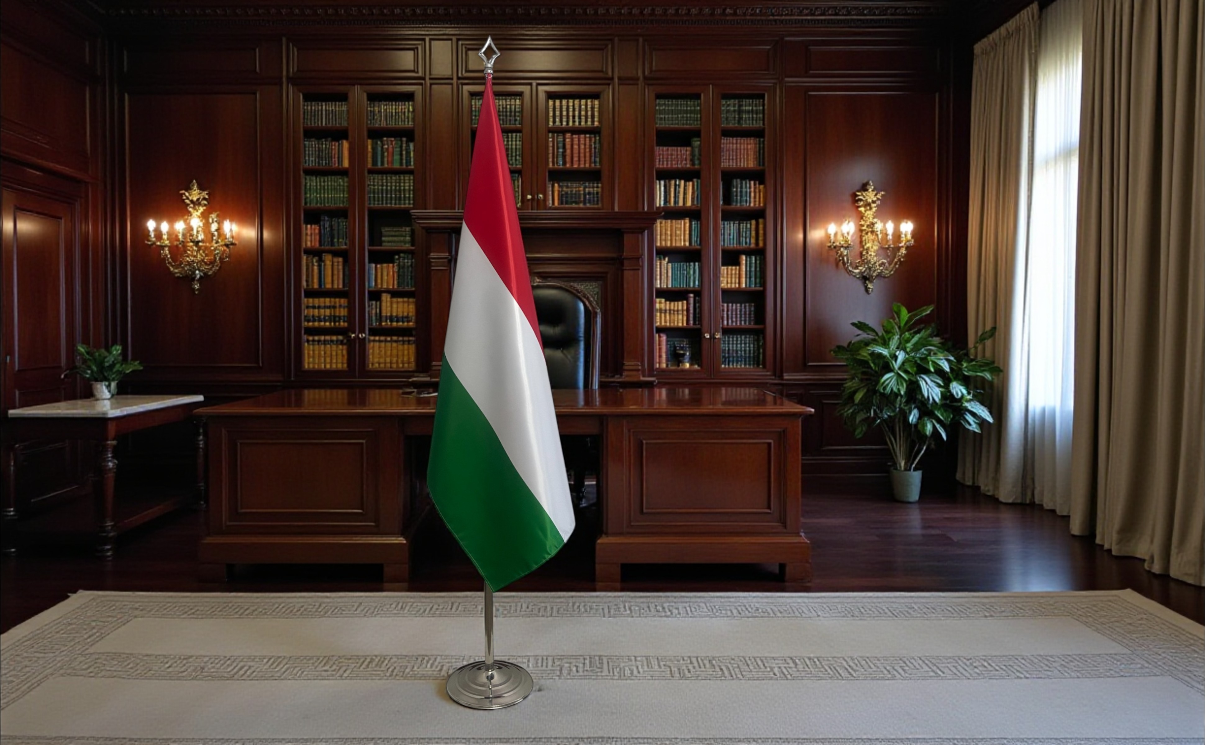 drapeau Hongrie sur socle