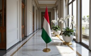 drapeau Hongrie avec pied