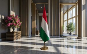 drapeau Hongrie avec pied