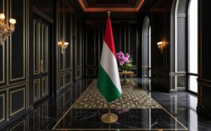 drapeau Hongrie avec pied