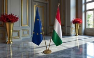 drapeau Hongrie avec support