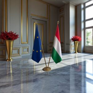 drapeau Hongrie avec support