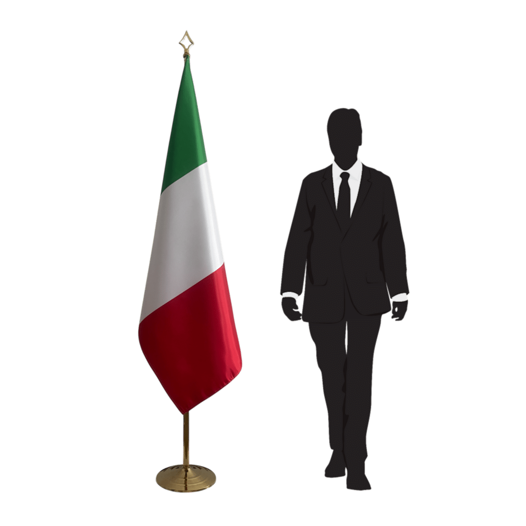 Italiaanse vlag op standaard