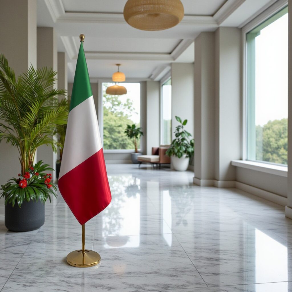 Italiaanse vlag op standaard
