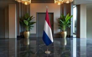 drapeau Pays-Bas sur socle