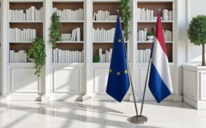 drapeau Pays-Bas et UE sur pied