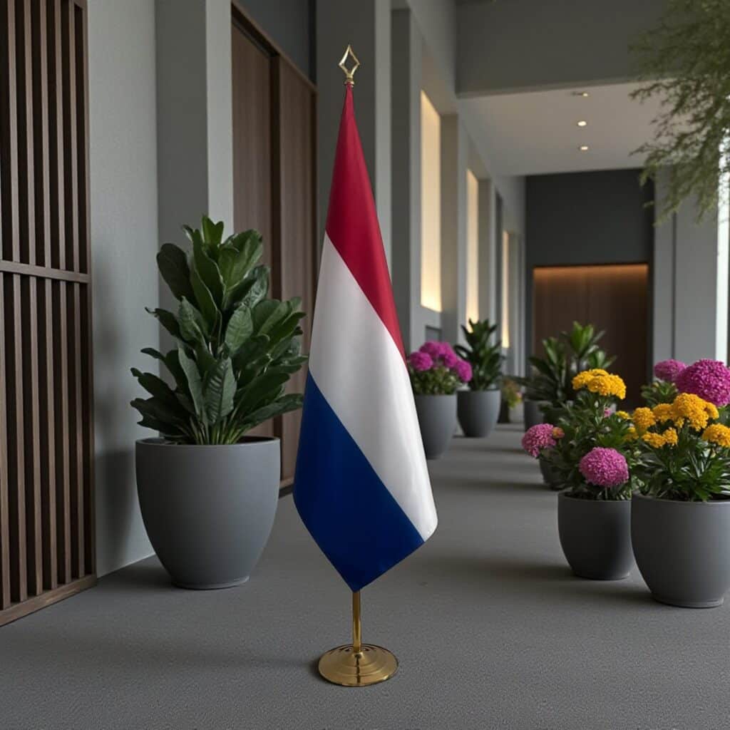 Nederlandse vlag op standaard