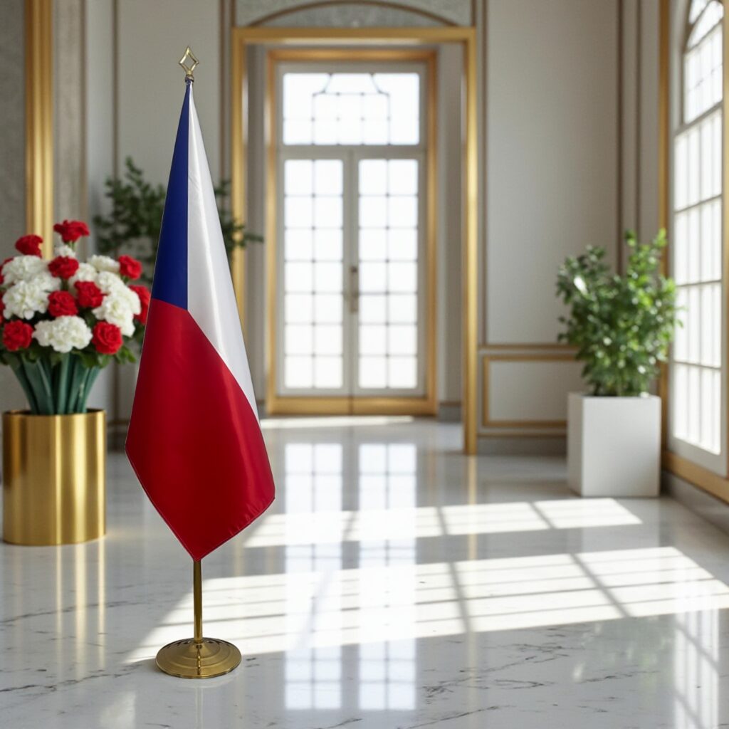 Tsjechische vlag op standaard