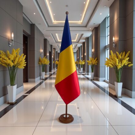 socle drapeau roumanie