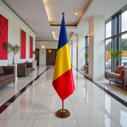 socle drapeau roumanie